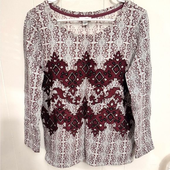 Sundance Neva Tapestry Beaded Top Red White Geometric Women Medium Casual Art - Picture 2 of 7